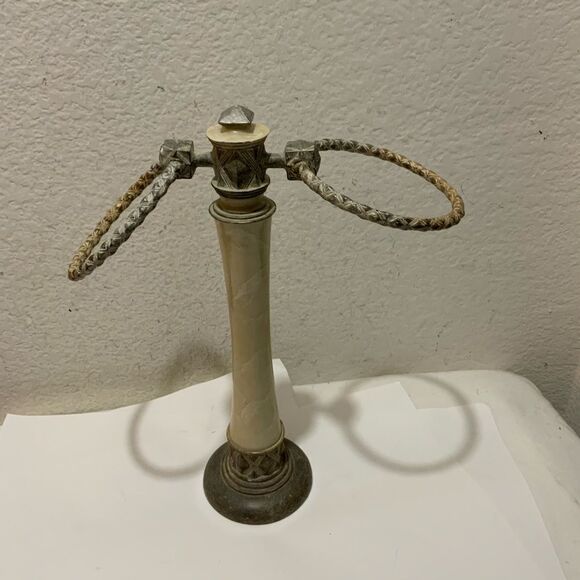 Brunswick Towel Tree, Natural Marble/Stone, India Ink Towel Rack 13.5” Tall B6 - Picture 1 of 5